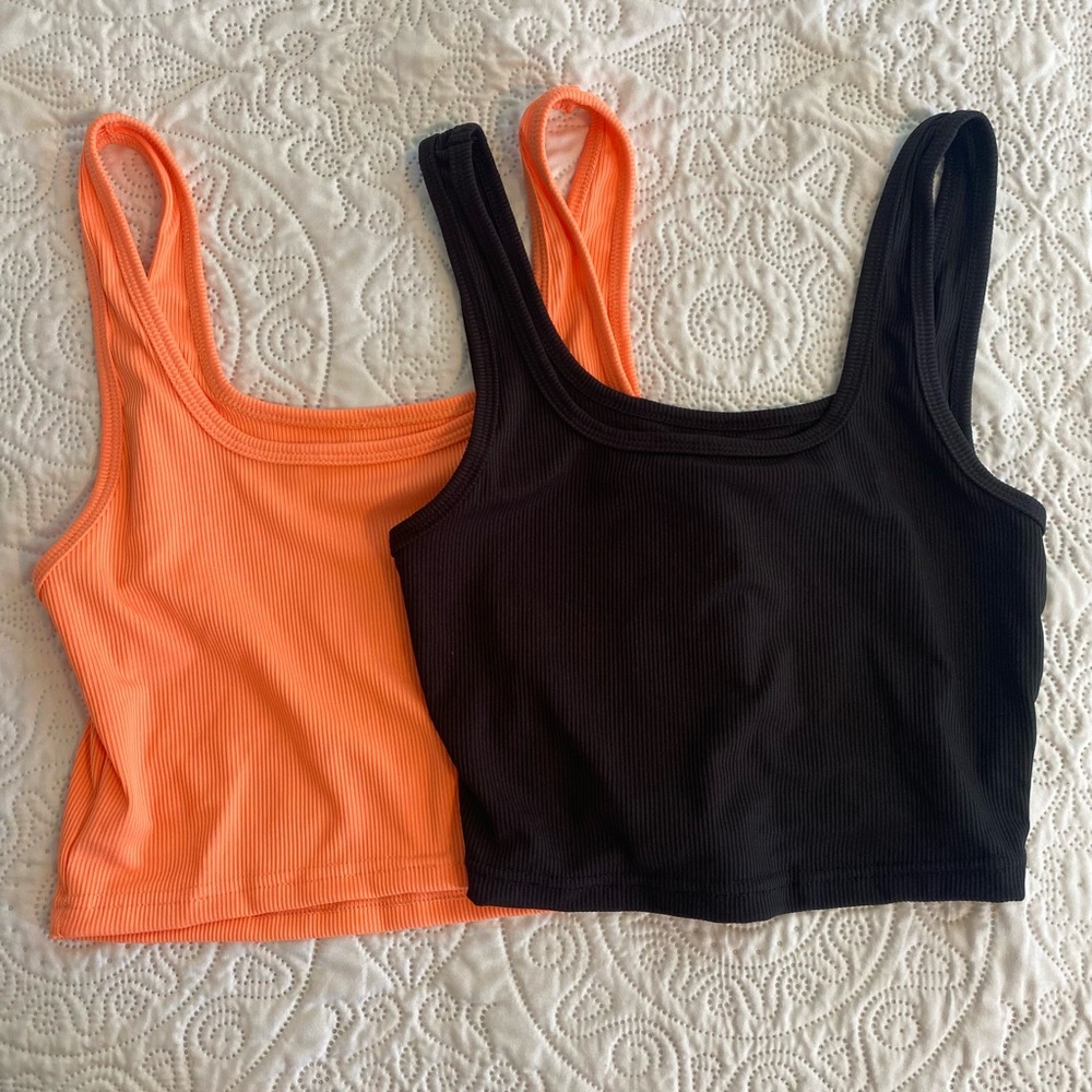 Classic Ribbed Tank Top - Black & Orange